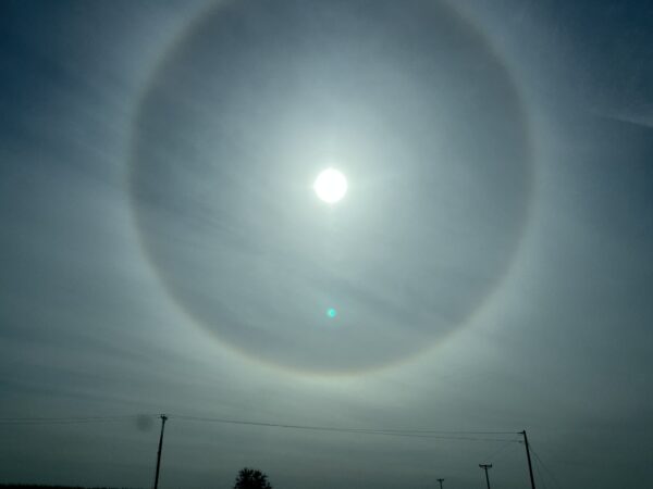 22 degree halo seen by Round Lake, Minnesota this week. 