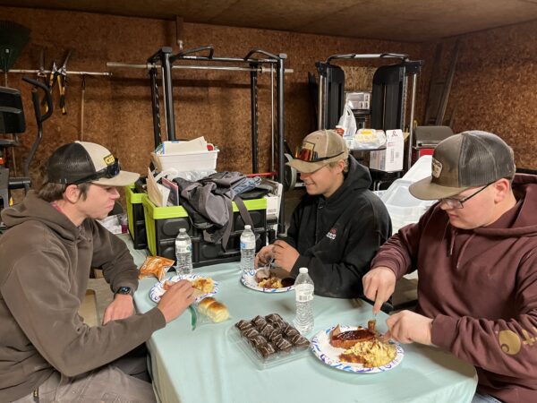 Three of our truck drivers who stopped by for a quick supper after finishing up in Ivanhoe. We look forward to reuniting with the rest of the crew soon. 